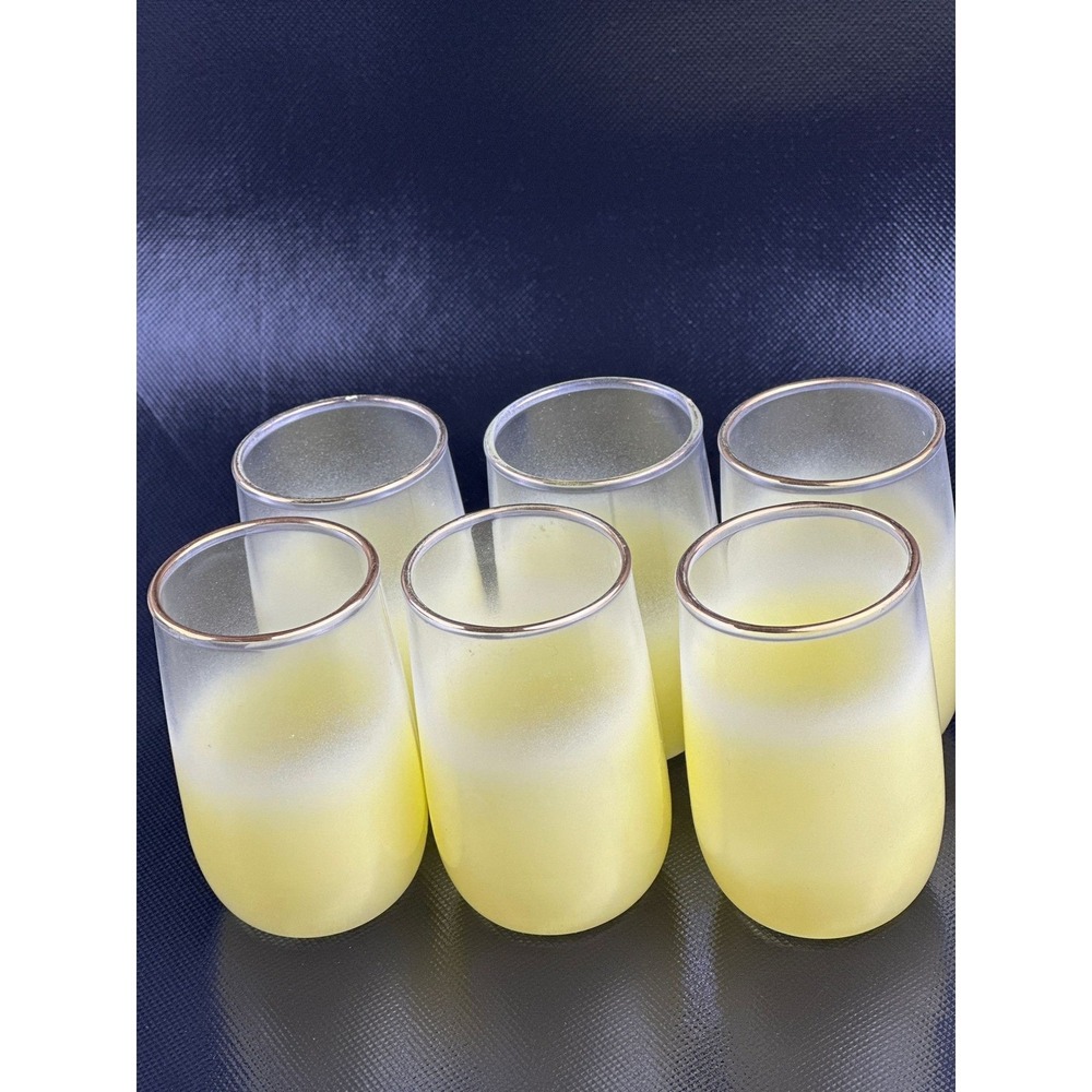Mid 20th Century Lemon Yellow Blendo Juice Glasses by Anchor Hocking - Set of 6
